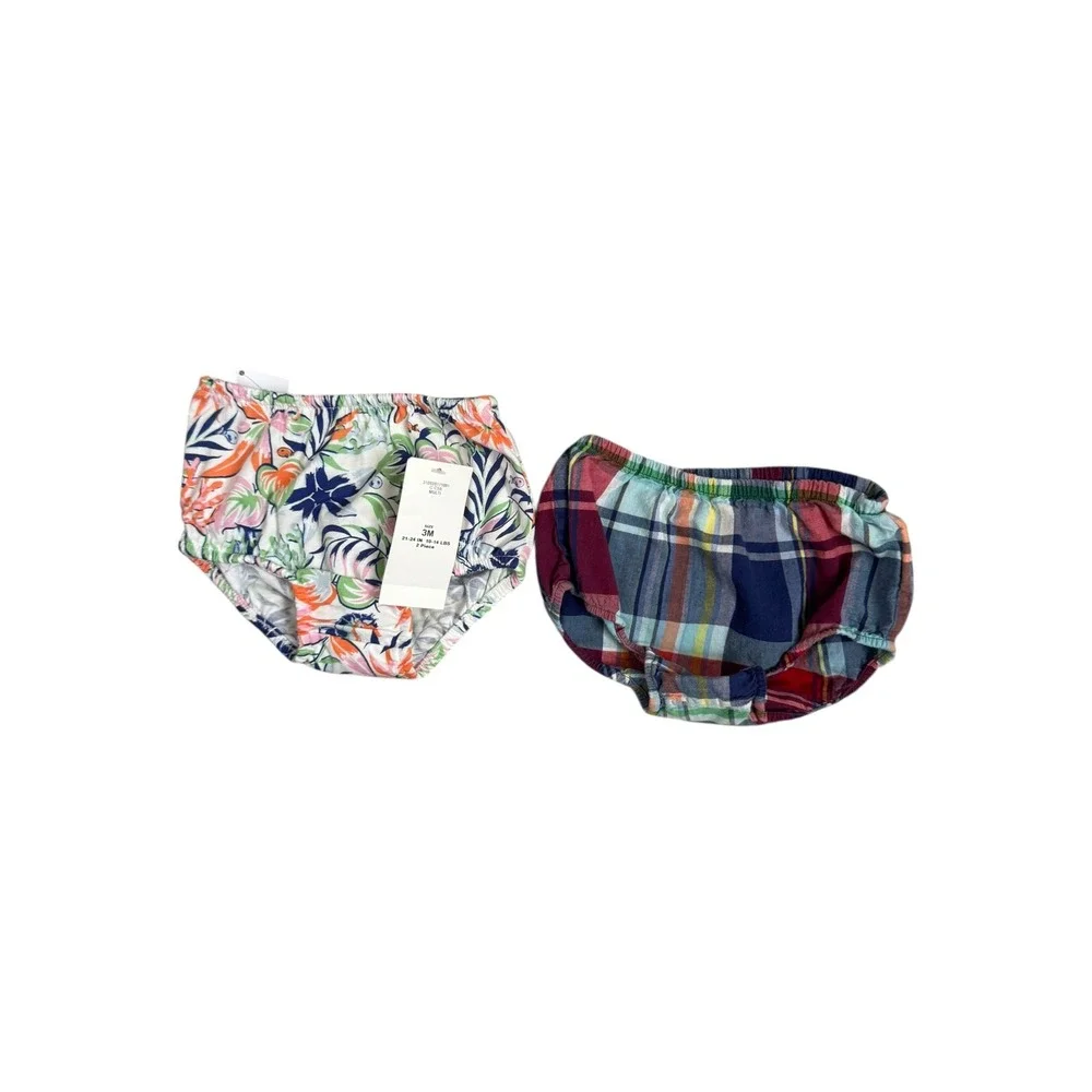 Ralph Lauren Baby Bloomers Diaper Cover Set 3-6M Floral‎ Plaid New With Tags